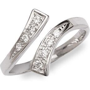 JewelryWeb - Sterling Silver Classic Cubic Zirconia Adjustable Toe Ring - Toe Ring for Woman - Non Tarnish Toe Ring - Wrap Boho Toe Ring