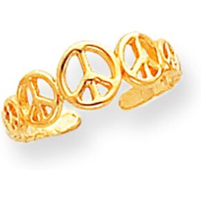 Solid 10k Gold Peace Sign Toe Ring