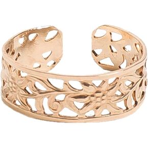 خاتم اصبع القدم كاليبسو عيار 14 قيراط من الذهب | خاتم اصبع القدم الذهبي قابل للتعديل للنساء | تصميم استوائي واسع in Kuwait