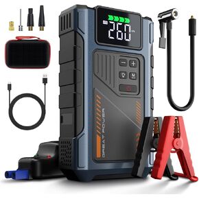 Car Battery Charger Jump Starter with Air Compressor, 2500A Jumper Box for Car Battery Portable Booster Jump Pack, 12V Jumpstart Combo 150PSI Car Tire Inflator Air Pump(Up to 7.5L Gas/6.0L Diesel)