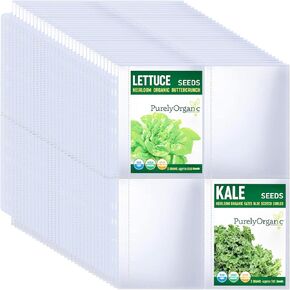 30 Pack 120 Pockets Seed Packet Binder Sleeves, Garden Seed Storage Organizer Pages for 3 Ring Binder, Slot Size 3.5"x 5.5", Sleeves for Seed Holder Container, Seed Saver Protector