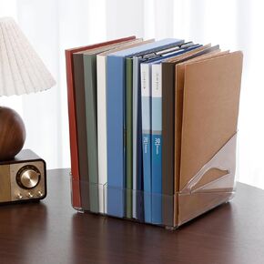 Yesesion Desk File Organizer with Removable Pencil Holder, Plastic Desk Organizer for Paper, Letter, File Folder, Book Stand, Clear Magazine Rack for Home, Office, School, Shelf, Cabinet, Workspace