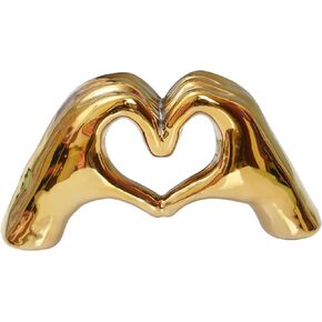Notakia Gold Decor Heart Hands Statue for Living Room Bedroom Bookshelf Coffe Table, Modern Shelf Decor Love Finger Sculpture for Wedding Decorations Gifts, Unique Women Birthday (Gold)