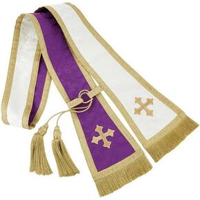 Christian Brands RJ Toomey N7298 Reversible Jacquard Confessional Stole - Purple/White, Large