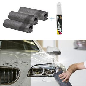 3 PCS Premium Microfiber Cloth and Car Scratch Remover for Car Scratches, Advanced Nano Car Scratch Remover Easily Repair Scratches, Swirls, Paint Residues, Water Spots and Restore (White)