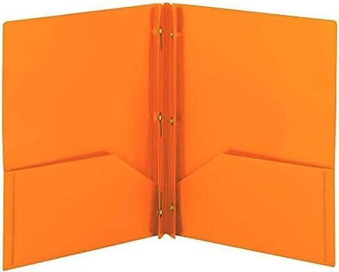LLC Office Products Plastic Folders with 2 Pockets, Letter Size Poly Folders with 3 Metal Prongs Fastener Clips, (Orange) in Saudi Arabia