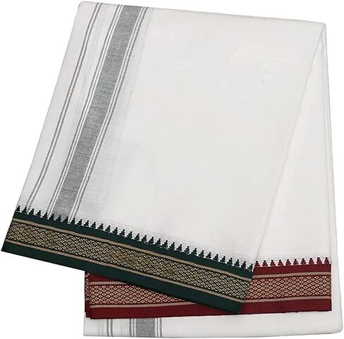 Kolakeer™ Men's Cotton Color Dhoti - 1.8 Mtrs South Indian Thalapathy Style Single Layer Dhoti Veshti Mundu in Saudi Arabia