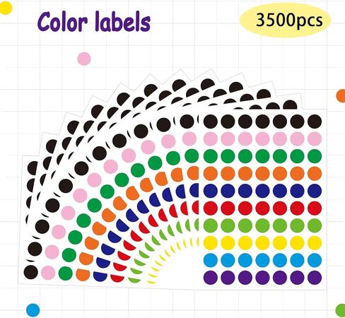 3500 PCS Color Coding Labels 3/4 Inch Colored Dot Stickers for Toddlers Office Student Classroom Home 10 Colors Round Stickers, 70 Labels/Sheet in Saudi Arabia