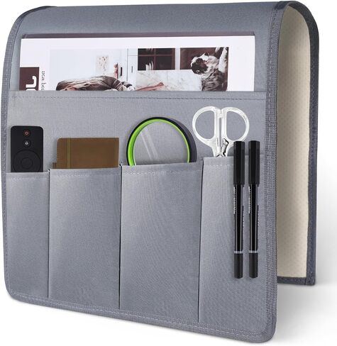 MCPINKY Sofa Armrest Organize, Gray Bedside Caddy Organizer with 5 Pockets Non-slip Remote Control Holder for Remote Control Magazine Phone in Saudi Arabia