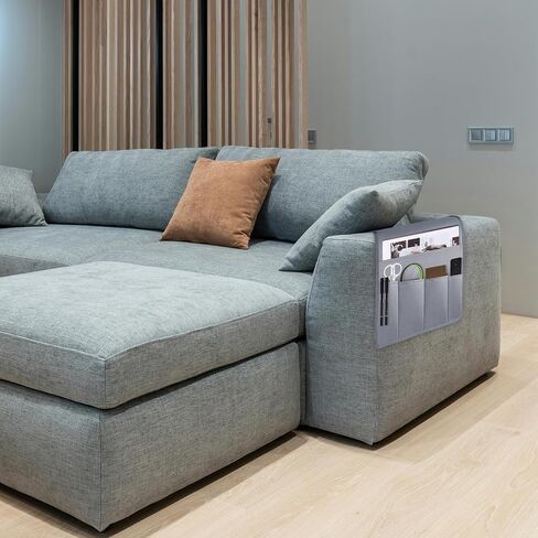 MCPINKY Sofa Armrest Organize, Gray Bedside Caddy Organizer with 5 Pockets Non-slip Remote Control Holder for Remote Control Magazine Phone in Saudi Arabia