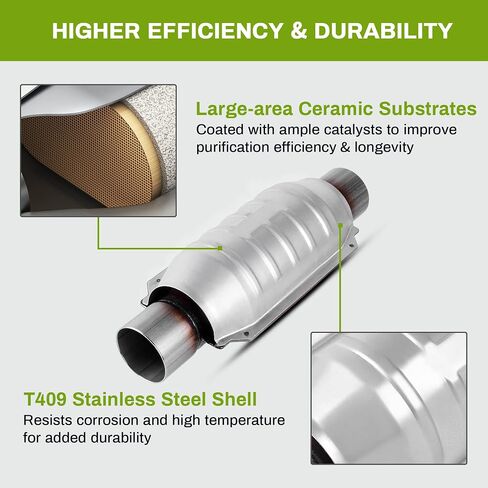 AUTOSAVER88 ATCC0017 2.25" Inlet/Outlet Universal Catalytic Converter with Heat Shield (EPA Compliant) in Saudi Arabia
