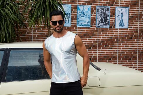 قمصان ABAFIP للرجال من Rave Tanks لامعة ثلاثية الأبعاد بدون أكمام، قمصان رقص ديسكو عاكسة، ملابس الشارع in Saudi Arabia