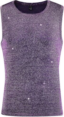 Lars Amadeus Glitter Tank Top for Men's Slim Fit Sleeveless Disco See Through Sparkly Vest in Saudi Arabia