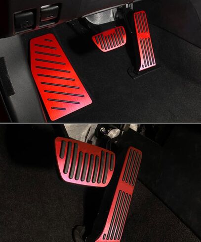 for Toyota RAV4 RAV 4 XA50 2019 2020 2021 Accessories Non-Slip Aluminum Alloy Pedal Cover Automatic Motor No Drill Brake Gas Rest Pedals Accelerator Accessories 3pcs (RED) in Saudi Arabia