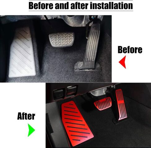 for Toyota RAV4 RAV 4 XA50 2019 2020 2021 Accessories Non-Slip Aluminum Alloy Pedal Cover Automatic Motor No Drill Brake Gas Rest Pedals Accelerator Accessories 3pcs (RED) in Saudi Arabia
