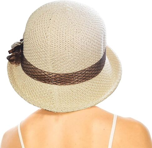 1920s Cloche Bucket-Hat-for-Women - Summer-Spring Church Derby-Hats Felt-Fedora Bowler-Hats for Cocktail Tea Party Wedding Beige in Kuwait