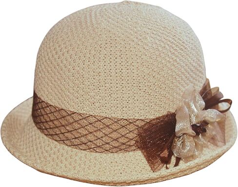 1920s Cloche Bucket-Hat-for-Women - Summer-Spring Church Derby-Hats Felt-Fedora Bowler-Hats for Cocktail Tea Party Wedding Beige in Kuwait