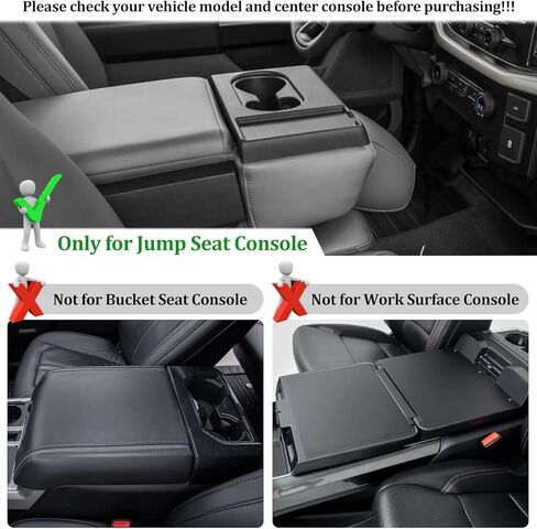 منظم مسند رأس المقعد الأمامي JDMCAR متوافق مع ملحقات 2011-2024 Ford F150 F250 F350 F450 F550 F650، صندوق تخزين حاوية العملات المعدنية مع حصيرة سيليكون غير قابلة للانزلاق - زخرفة سوداء (مقعد القفز فقط) in Kuwait