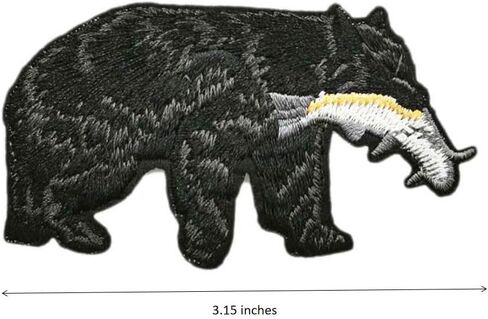 Wild Black bear catching fish Embroidered Patches Wildlife Outdoor Clothing Animal in Saudi Arabia