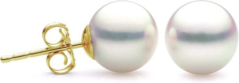 14K Gold 10-11mm White Freshwater Cultured Pearl Stud Earrings, AAAA Quality in Saudi Arabia
