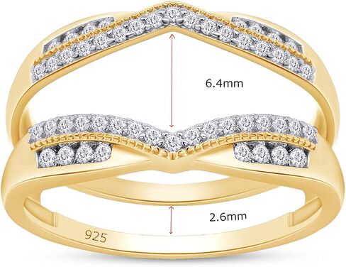 SAVEARTH DIAMONDS 1/3 ct t.w Round Cut Lab Created Moissanite Diamond Wedding Band Enhancer Guard Double Chevron Ring In 14K Gold Over Sterling Silver (D Color,VVS1 Clarity 0.33 Cttw) in Saudi Arabia