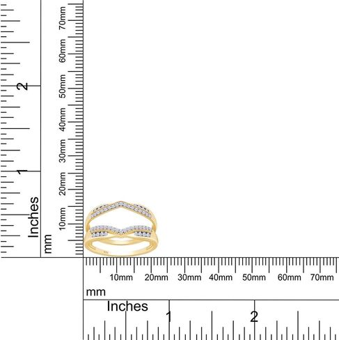 SAVEARTH DIAMONDS 1/3 ct t.w Round Cut Lab Created Moissanite Diamond Wedding Band Enhancer Guard Double Chevron Ring In 14K Gold Over Sterling Silver (D Color,VVS1 Clarity 0.33 Cttw) in Saudi Arabia