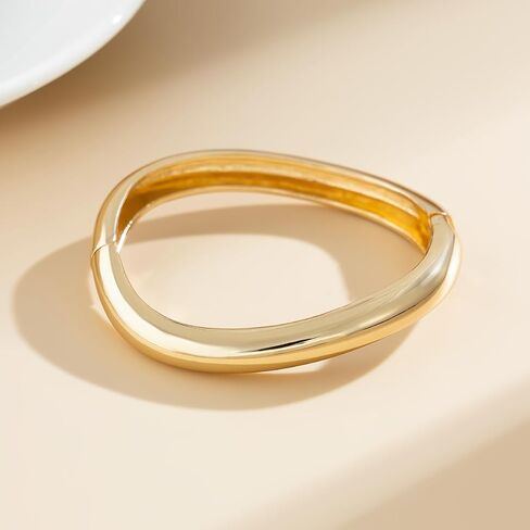 Gold Cuff Bangle Bracelets Set For Women Chunky Trendy Silver Bracelet Irregular Minimalist Open Wide Bangles Hinged Arm Cuff Jewelry Gift 2PC in Kuwait