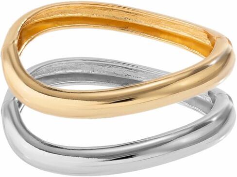 Gold Cuff Bangle Bracelets Set For Women Chunky Trendy Silver Bracelet Irregular Minimalist Open Wide Bangles Hinged Arm Cuff Jewelry Gift 2PC in Kuwait