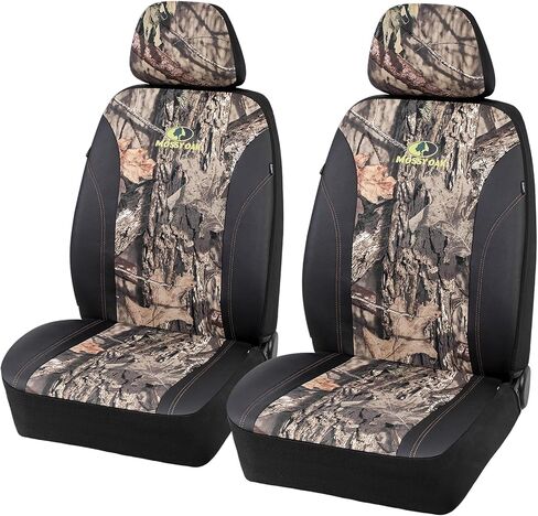أغطية مقاعد مموهة أمامية من Mossy Oak بظهر منخفض - مصنوعة من نسيج أكسفورد الممتاز المقاوم للتمزق، متوافقة مع الوسادة الهوائية، تناسب معظم مقاعد الدلو - منتج مرخص رسميًا in Saudi Arabia