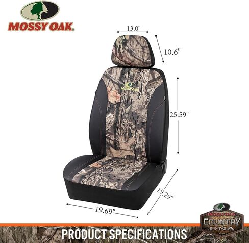 أغطية مقاعد مموهة أمامية من Mossy Oak بظهر منخفض - مصنوعة من نسيج أكسفورد الممتاز المقاوم للتمزق، متوافقة مع الوسادة الهوائية، تناسب معظم مقاعد الدلو - منتج مرخص رسميًا in Saudi Arabia