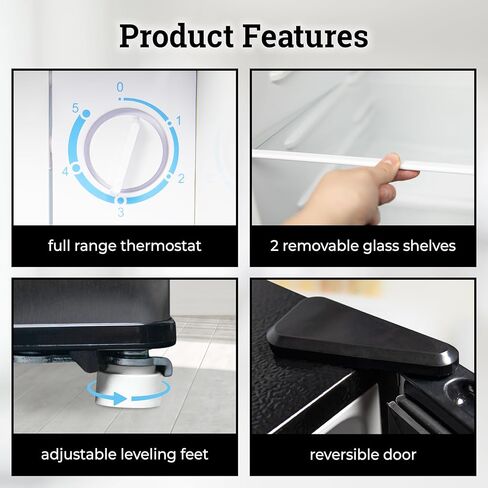 Igloo IRF32BK6A 3.2 Cu.Ft. Single Door Compact Refrigerator with Freezer, Slide Out Glass Shelf, Perfect for Homes, Offices, Dorms & RCA RMW733-BLACK RMW733 0.7 Cu. Ft. Microwave, Black in Kuwait