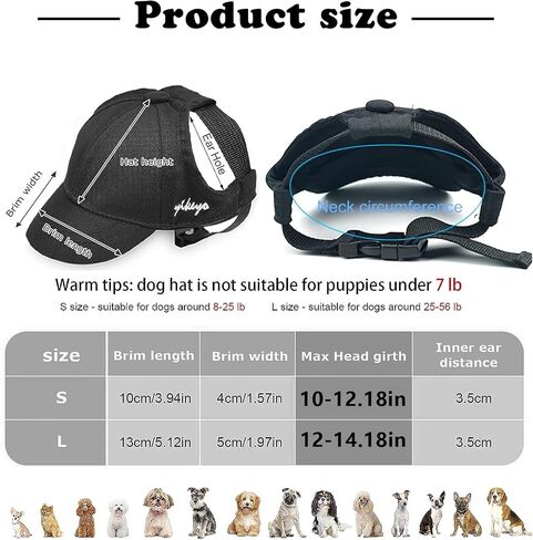 Dog Baseball Cap, Adjustable Dog Outdoor Sport Sun Protection Baseball Hat Cap Visor Sunbonnet Outfit with Ear Holes for Puppy Small Dogs Adjustable Sun Visor Caps Sport Pet Cap Sunbonnet Sun hat in Kuwait