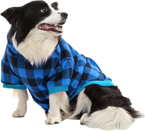 KOOLTAIL Plaid Dog Hoodie Pet Clothes Sweater with Hat and Pocket for Small Medium Large Size Dogs, Soft Winter Warm Dog Cold Weather Coat, Fleece Fall Dog Hooded Sweatshirt for Puppy Cats, Red XL in Kuwait