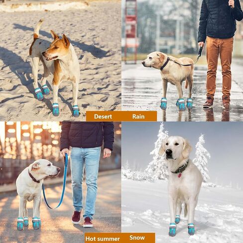 Dog Boots for Large Dogs, Medium Dogs and paw Guards for Snowy Winters, hot Summer Roads, Waterproof Rainy Days, Outdoor Walking, and Non-Slip Indoor Hard Surfaces 4 Pieces in Kuwait