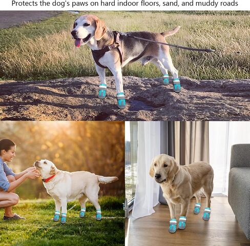 Dog Boots for Large Dogs, Medium Dogs and paw Guards for Snowy Winters, hot Summer Roads, Waterproof Rainy Days, Outdoor Walking, and Non-Slip Indoor Hard Surfaces 4 Pieces in Kuwait