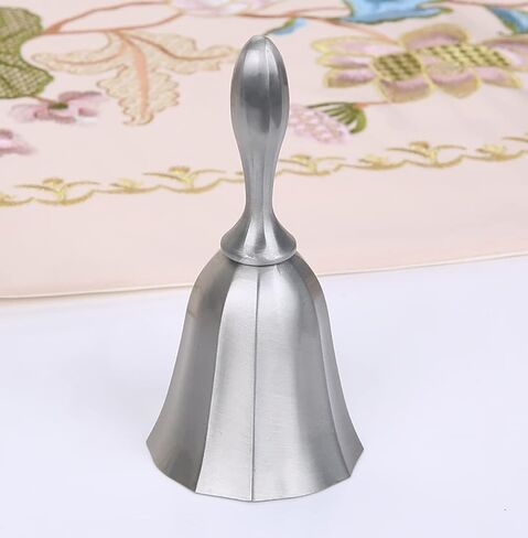 Alnicov Hand Bell,Call Bell Wedding Bell Dinner Bell Classroom Bell -Matte Silver in Saudi Arabia