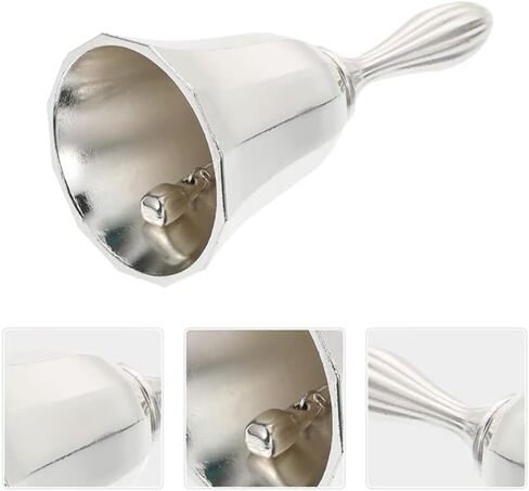 Alnicov Hand Bell,Call Bell Wedding Bell Dinner Bell Classroom Bell -Matte Silver in Saudi Arabia