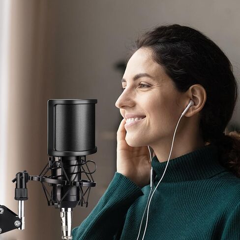 Pop Filter, Aokeo Mic Pop Screen with Metal Mesh, Compact Microphone Pop Shield Windscreen for Recording Studio, Youtube Videos, Streaming, Podcast (2 Pack) in Saudi Arabia