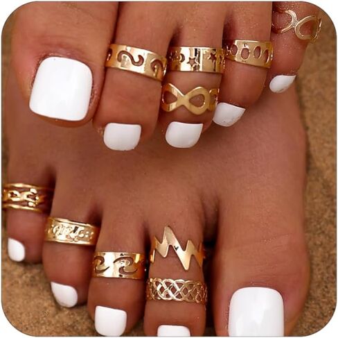 Adjustable Toe Ring Gold Toe Ring Set 14k Gold Filled Toe Rings Summer Beach Open Toe Rings for Women in Saudi Arabia