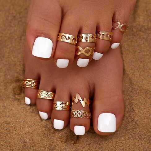 Adjustable Toe Ring Gold Toe Ring Set 14k Gold Filled Toe Rings Summer Beach Open Toe Rings for Women in Saudi Arabia