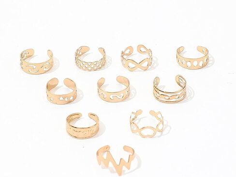 Adjustable Toe Ring Gold Toe Ring Set 14k Gold Filled Toe Rings Summer Beach Open Toe Rings for Women in Saudi Arabia