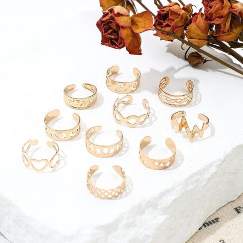 Adjustable Toe Ring Gold Toe Ring Set 14k Gold Filled Toe Rings Summer Beach Open Toe Rings for Women in Saudi Arabia