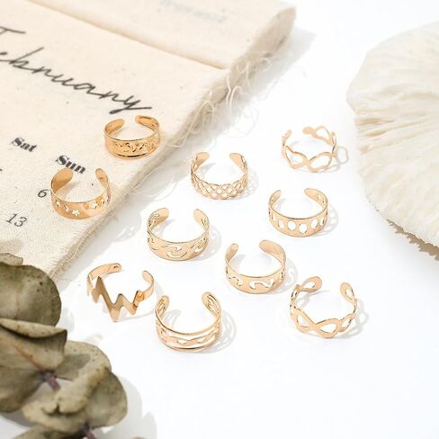 Adjustable Toe Ring Gold Toe Ring Set 14k Gold Filled Toe Rings Summer Beach Open Toe Rings for Women in Saudi Arabia