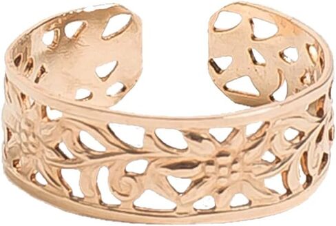 خاتم اصبع القدم كاليبسو عيار 14 قيراط من الذهب | خاتم اصبع القدم الذهبي قابل للتعديل للنساء | تصميم استوائي واسع in Kuwait