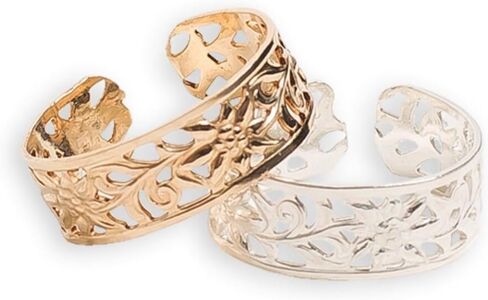 خاتم اصبع القدم كاليبسو عيار 14 قيراط من الذهب | خاتم اصبع القدم الذهبي قابل للتعديل للنساء | تصميم استوائي واسع in Kuwait