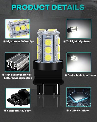 Alopee Non Polarity 10 Pack 4114 Led Daytime Running Light White 4114 Led Bulb DC 12V for 3156 3157 3157a Tail Brake Light Bulb Turn Signal Bulb in Saudi Arabia
