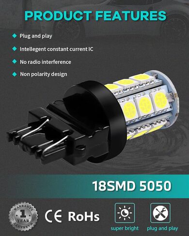 Alopee Non Polarity 10 Pack 4114 Led Daytime Running Light White 4114 Led Bulb DC 12V for 3156 3157 3157a Tail Brake Light Bulb Turn Signal Bulb in Saudi Arabia
