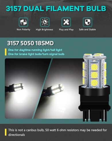 Alopee Non Polarity 10 Pack 4114 Led Daytime Running Light White 4114 Led Bulb DC 12V for 3156 3157 3157a Tail Brake Light Bulb Turn Signal Bulb in Saudi Arabia