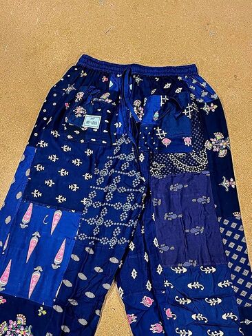 KRAAFTY Patchwork Harem Pants with Side Pocket, Unisex Rayon Hippie Boho Pant, Super Comfy, Elastic Ankles Closure, Festival Clothing, Harem Pant for Yoga, Casual Wear, Plus Pink in Kuwait