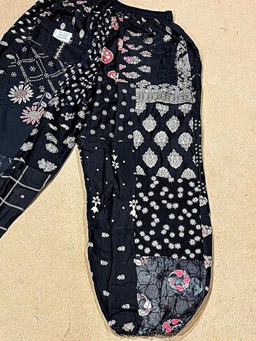 KRAAFTY Patchwork Harem Pants with Side Pocket, Unisex Rayon Hippie Boho Pant, Super Comfy, Elastic Ankles Closure, Festival Clothing, Harem Pant for Yoga, Casual Wear, Plus Pink in Kuwait